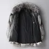 Men's Fur Faux Fur Men Winter Faux Silver Fox Coat Short Loose Cardigan Overcoat Thicken Warm Jacket Leisure Fashion Outwear