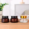 Oolxu – bocaux en verre ambré de 15g, 30g, 50g, contenant vide, bouteille cosmétique avec doublure intérieure blanche et couvercles en or noir