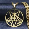 Pendentif Colliers En Acier Inoxydable Pentagramme Inversé Croix Collier Lavey Satanique Occulte Bijoux Joyeria Acero Inoxydable N1158S6