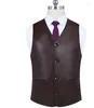 Men's Vests Men's Cowhide Genuine Leather Vest Suit Casual Wool Lined Thick Fur Sleeveless Jacket Winter Warm Waistcoat