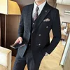 Costumes pour hommes Double boutonnage Business Hommes Costume M-5XL Trois Pièces Slim Fit Haute Qualité Pour La Fête De Mariage Bal Costume Homme Homme