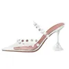 Klänningskor 2023 Star Style Rivet Transparent Pvc Cup Heeled Women Sandals Fashion Stiletto High Heels Summer Female Pumps