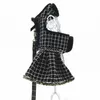 Ensembles noir Plaid princesse chien chat harnais robe avec laisse ensemble petit chien harnais gilet mode chien trucs luxe chiot accessoires