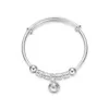 Armreifen elegante Frauen Schmuck Silber Armband Kristallkugel Glocke Anhängermanschette