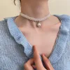 Kedjor elegant pärla väv choker halsband för kvinnor söt imitation hänge 2023 trend mode party bröllop smycken