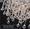 Modern Crystal Chandelier Round Branch Forest Silver Pendant Lamp Home Lighting for Dining Room Kitchen Rain Drop Hanging Light