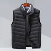 Piumino da uomo invernale da uomo piumino d'anatra bianco colletto alla coreana gilet moda casual antivento caldo giacca senza maniche marca abbigliamento maschile nero blu scuro 231127