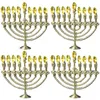 Tovaglia 4 pezzi Decorazioni per feste Menorah Portatovaglioli Anello tovagliolo ebraico Fibbie Anelli per asciugamani