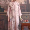 Abiti Johnature abiti da donna in stile cinese stampa floreale stand sette maniche 2021 primavera nuovo abito vintage ALine femminile di alta qualità