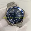 2 Color With Original Box Mens Automatic Watch Men's 41mm 300M Blue Wave Dial Professional 007 Stainless Steel Bracelet Mechanical Men Watches Wristwatches