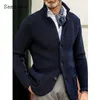 Męskie kurtki męskie męskie dzianinowe kołnierz zimowy lepal ciepłe płaszcze europejska kurtka modowa solidna khaki knitwear 2023