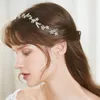 Haarclips Floralbride Ins Style Green Alloy Leaf Crystal Rhinestones Bridal Headband Wedding Tiara Vine Accessoires Women Sieraden