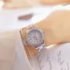 Women S -horloges Jam Tangan Wanita Gaun Emas Berlian Kristal Perak Baja Tahan Karat Montre Femme 2023 230427