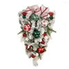 Fleurs décoratives Teardrop Swag Guirlande PVC Décorations De Noël Décoration Artificielle Avec Des Ornements De Pin Et De Boule Pour