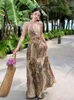 Casual Dresses Summer Women Suspender Dress Ladies Beach Southeast Asian Fairy Off Shoulders A-line Ankle-length Sexy Folds Sling Long