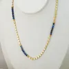 stile chic vendite transfrontaliere personalità gioielli perline splicing blu pietra naturale collana in acciaio al titanio con perline fatte a mano tutto