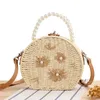 Totes Summer Paper Rope Woven Shoulder Bags For Women Pearl Purses and Handbag Pohemia Beach Bag Designer Crossbody Bags Cute Satchel