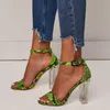 946 High Women Heels Sandals Peep Toe Strappy Party Party Sexy Pumps Shoes Shouse Snake Pattern 5