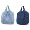 Abendtaschen 2 Stück Denim Slouch Bag Casual Jean Stoff Handtasche Freizeit Koreanischer Stil Mode Japanischer Messenger Top-Griff - Sky Bl246L