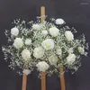 Dekorativa blommor White Baby Breath Orchid Rose Wedding Backdrop Arch Deco Hanging Floral Row Arrangement Flower Ball Party Event