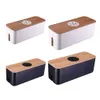 New Wire Storage Box Power Board Organizer Box with Wooden Cover Network Line Socket Management Box Cable Storage Container