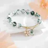 Chain Korean Exquisite Cherry Blossoms Bracelet For Women Crystal Flower Beaded Adjustable Handmade Girl Party Trendy Jewelry 231124