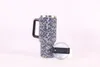 Tumbler di diamanti da 40 once con manico e bottiglia d'acqua bling di paglia Rhinestone Tumbler in acciaio inossidabile tazza da viaggio isolata mantieni le bevande fredde fai -da -te