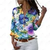 여자 블라우스 여름 여자 셔츠 꽃 3d 인쇄 레이디 아름다운 캐주얼 스타일 세련된 느슨한 트렌드