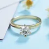 Bague Solitaire Kuololit 100% Naturel 585 14K 10K Bague en Or Jaune pour Femme Ronde 1ct Bague Solitaire grappe de mariage promesse nuptiale 230426