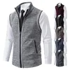 Maglioni da uomo Gilet lavorato a maglia Maglione senza maniche in lana Velluto Cardigan con cerniera Turndown Pullover Dolcevita Maglione Gilet in maglia 231127