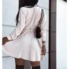 Casual Dresses Women's Solid Button Down Turn Collar Long Sleeve Shirt Dress With Belt A-Line Puffy Short Mini