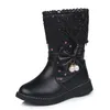 Stiefel Mädchen Mode Kinder Baumwolle Schuhe Schleife Student Schnee Plüsch Kinder für Mädchen 231124