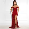 AIOVOX – robe De bal en paillettes scintillantes, épaules dénudées, fendue sur le côté, style sirène, Sexy, longue, robes De soirée De concours