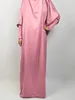 Etnische kleding voor vrouwen Jurk met BANDANA Moslim Hijab Ramadan Losse Abaya Jibab Grote gesmokte mouwen Effen Abaya Gebed Kaftan Gewaad