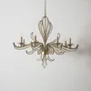 Lampy wiszące amerykański kryształ żyrandol rustykalny kreatywny osobowość lampa restauracyjna atmosferyczna żelazna sypialnia LB032108