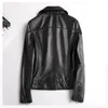 Women's Leather Classic Fashion Spring Autumn Real Jacket Women Sheepskin Short Motorcycle Coat Black Large Size Genuine Clothes