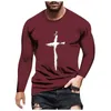 T-shirts pour hommes T-shirt décontracté mode automne hiver impression 3D impression croisée col rond manches longues 2023