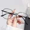 Solglasögon transparenta färdiga myopia glasögon för kvinnor män fyrkantiga metall ram nära syneglasser unisex anti-blå stråle glasögon dioptrar