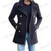 Men's Jackets Men Woolen Coat Autumn Winter New 2021 Men's Lapel Double-breasted Fit Coat Men Fashion Jacket Outwear Long Sleeve Overcoat Tops T231127