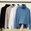 Suéter feminino gola alta outono/inverno 2023 versão coreana pulôver manga comprida cor sólida malhas