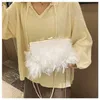 Shoulder Bags Luxury Ostrich Feather Party Evening Clutch 2023 Women Wedding Purses and Handbags Small Chain Designer 230426