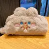 Söt koreansk tecknad plysch blyertsfodral kawaii student stationer hög kapacitet skolförsörjning lambwool väska