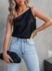 Tanks Femmes Sexy Femmes Camis Tops Été Une Épaule Dos Nu Casual Noir Bureau Lady Basic Satin Soie Réservoir Asymétrie Bande Crop