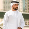 Roupas étnicas 3 pc muçulmano homens conjuntos abaya robe turbante headband o pescoço branco islâmico saudita árabe oração ramadan dubai kaftan vestido