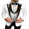 Guapo esmoquin de boda blanco para novio abrigo pantalón chaleco traje de boda ajustado cena de graduación a medida 3 piezas conjunto de traje de negocios masculino traje trajes de fiesta de novio 2024