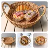 Dinnerware Sets Handwoven Bread Serving Tray With Handles Woven Cake Pastries Basket