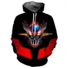 Hoodies masculinos mazinger z anime robô 3d impressão homens mulheres moda moletom oversized hoodie harajuku crianças pullovers roupas de treino