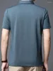 T-shirt da uomo Summer Ice Silk Cotton T-shirt da uomo Colletto rovesciato Papà Business Work Wear Polo manica corta Top Classic 2023