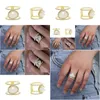 Pendants Cluster Rings Gold Filled Micro Pave White Cz Big Gem Us Size 5 6 7 8 Women Fl Finger Engagement Fashion Ring Drop Delivery Dhnlu