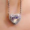 Elegant Fashion Love Heart Shaped White Cubic Zirconia Pendant Necklace For Women Clavicle Chain Jewelry Charm Gift